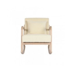 Sedia a Dondolo Home ESPRIT Bianco Naturale Legno d'albero della gomma 66 x 88 x 78 cm