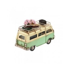 Statua Decorativa Home ESPRIT Furgone Verde Rosa Vintage 17 x 8 x 11 cm (2 Unità)