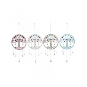 Decorazione pensile DKD Home Decor Albero Azzurro Bianco Grigio Rosa 33 x 3 x 81 cm (4 Unità)