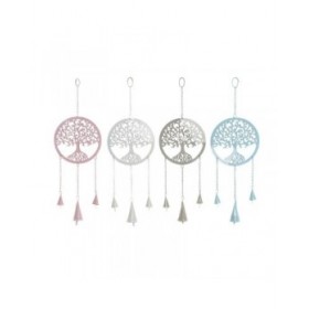 Decorazione pensile DKD Home Decor Albero Bianco Beige Grigio Rosa 15 x 3 x 44 cm (4 Unità)