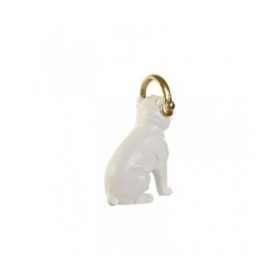 Statua Decorativa Home ESPRIT Bianco Nero Dorato Cane 12 x 18 x 30 cm (2 Unità)