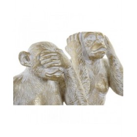 Statua Decorativa Home ESPRIT Dorato Scimmia Tropicale 21 x 17 x 25 cm (3 Unità)