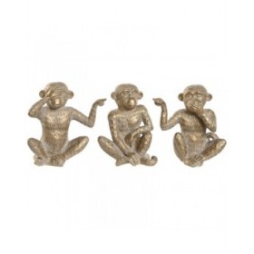 Statua Decorativa Home ESPRIT Dorato Scimmia Tropicale 14 x 10 x 14 cm (3 Unità)