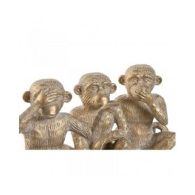 Statua Decorativa Home ESPRIT Dorato Scimmia Tropicale 14 x 10 x 14 cm (3 Unità)
