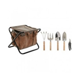 Kit di attrezzi per il giardinaggio Home ESPRIT Marrone Poliestere Alluminio 7 Pezzi