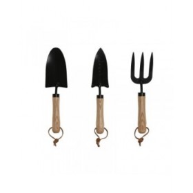 Kit di attrezzi per il giardinaggio Home ESPRIT 3 Pezzi Marrone Nero Acciaio