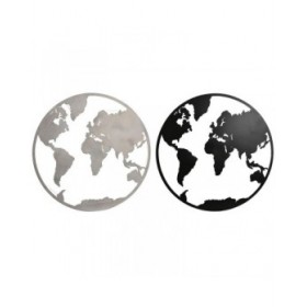 Decorazione da Parete Home ESPRIT Bianco Nero Mappamondo Loft 100 x 1 x 100 cm (2 Unità)