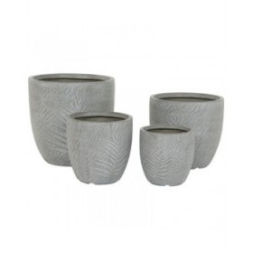 Set di vasi da fiori Home ESPRIT Grigio chiaro Fibra di Vetro Magnesio 44 x 44,5 x 43 cm (4 Unità)