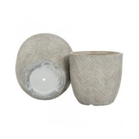 Set di vasi da fiori Home ESPRIT Beige Fibra di Vetro Magnesio 44,5 x 44,5 x 43 cm (3 Unità)