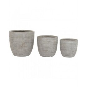 Set di vasi da fiori Home ESPRIT Beige Fibra di Vetro Magnesio 45 x 45 x 43 cm (3 Unità)