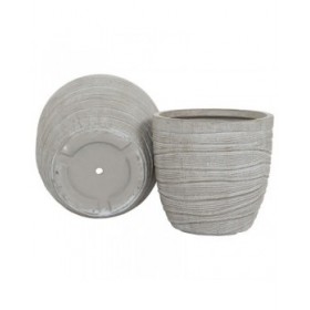 Set di vasi da fiori Home ESPRIT Beige Fibra di Vetro Magnesio 45 x 45 x 43 cm (3 Unità)
