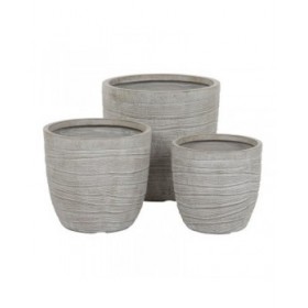 Set di vasi da fiori Home ESPRIT Beige Fibra di Vetro Magnesio 45 x 45 x 43 cm (3 Unità)