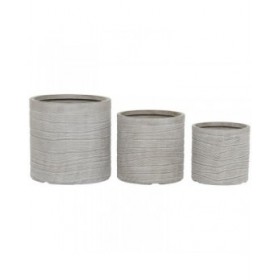 Set di vasi da fiori Home ESPRIT Beige Fibra di Vetro Magnesio 44,5 x 44,5 x 44 cm (3 Unità)
