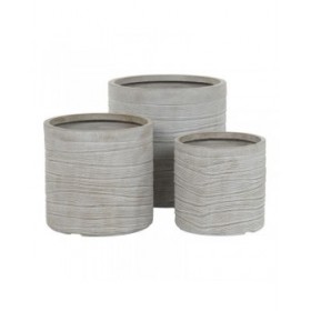 Set di vasi da fiori Home ESPRIT Beige Fibra di Vetro Magnesio 44,5 x 44,5 x 44 cm (3 Unità)