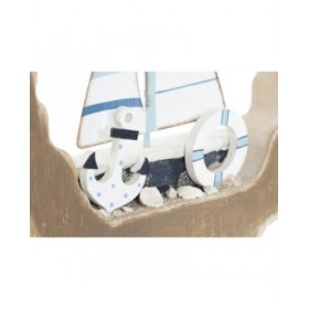 Statua Decorativa Home ESPRIT Azzurro Bianco Rosso Naturale 20 x 2,5 x 20 cm (2 Unità)