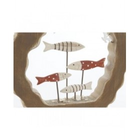 Statua Decorativa Home ESPRIT Azzurro Bianco Rosso Naturale 20 x 2,5 x 20 cm (2 Unità)