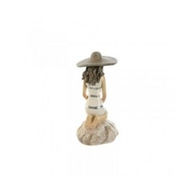 Statua Decorativa Home ESPRIT Bianco Beige Donna Mediterraneo 12 x 8,5 x 20 cm (2 Unità)