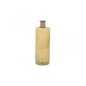 Vaso Home ESPRIT Giallo Corda Vetro Temperato 25 x 25 x 75 cm