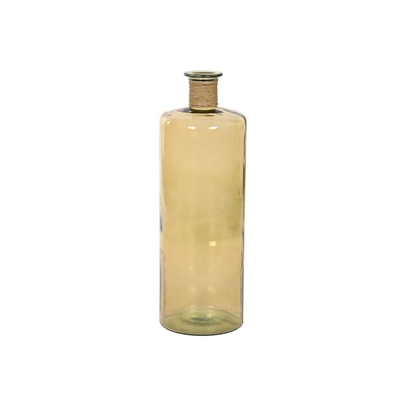 Vaso Home ESPRIT Giallo Corda Vetro Temperato 25 x 25 x 75 cm