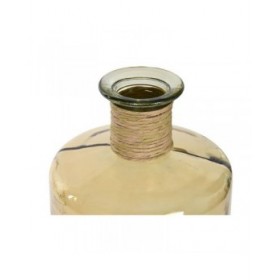 Vaso Home ESPRIT Giallo Corda Vetro Temperato 25 x 25 x 75 cm