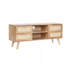 Mobile TV Home ESPRIT Naturale Metallo Legno d'albero della gomma 120 x 30 x 48 cm