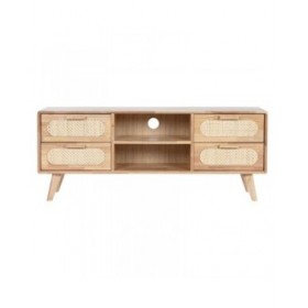 Mobile TV Home ESPRIT Naturale Metallo Legno d'albero della gomma 120 x 30 x 48 cm