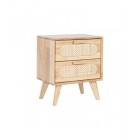 Comodino Home ESPRIT Legno Metallo Rattan 40 x 30 x 48 cm