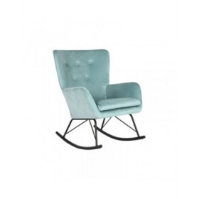 Sedia a Dondolo Home ESPRIT Nero Blu cielo Poliestere Metallo 68 x 90 x 92 cm