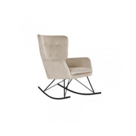 Sedia a Dondolo Home ESPRIT Nero Beige Poliestere Metallo 68 x 90 x 92 cm