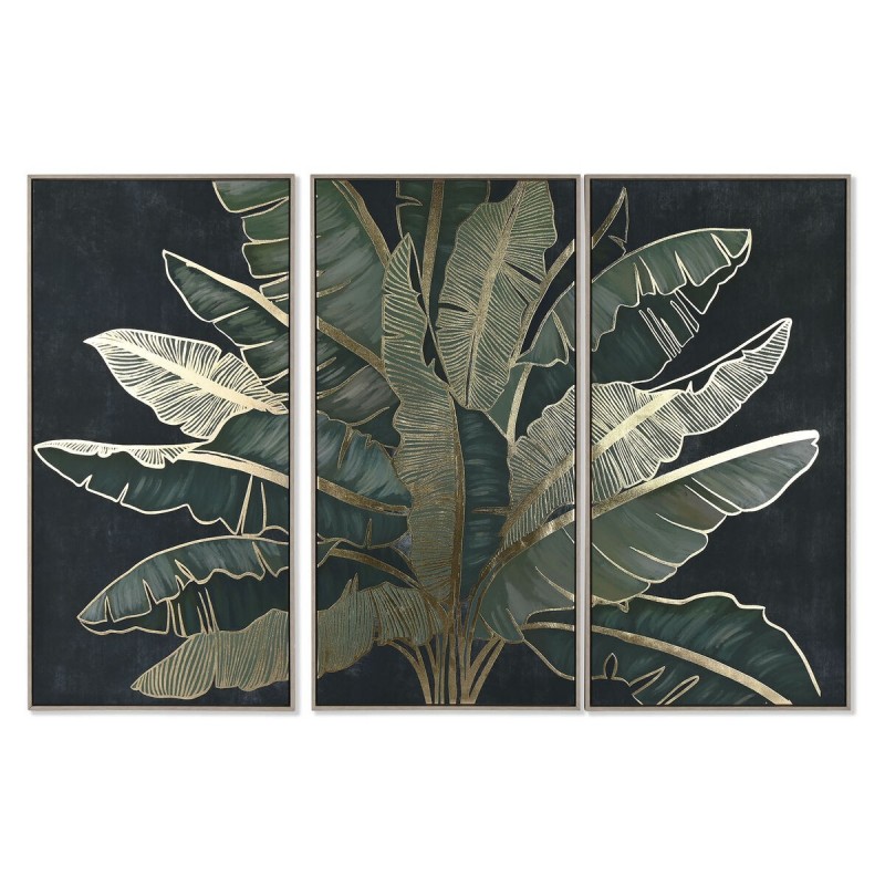 Set di 3 quadri Home ESPRIT Palme Tropicale 180 x 4 x 120 cm (3 Pezzi)