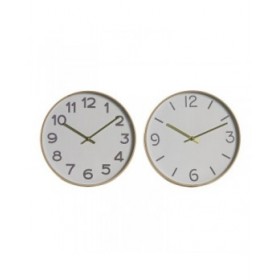 Orologio da Parete Home ESPRIT Bianco Dorato PVC 30 x 4 x 30 cm (2 Unità)