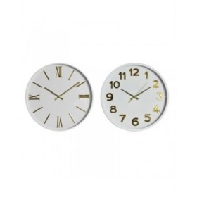 Orologio da Parete Home ESPRIT Bianco Dorato PVC 30 x 4 x 30 cm (2 Unità)