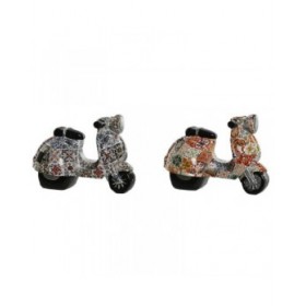Statua Decorativa Home ESPRIT Multicolore Mediterraneo scooter 14 x 8 x 11 cm (2 Unità)