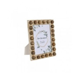 Cornice Portafoto Home ESPRIT Bianco Marrone Cristallo Legno di mango 21 x 3 x 26 cm