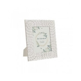 Cornice Portafoto Home ESPRIT Bianco Cristallo Legno MDF 37 x 1,5 x 37 cm
