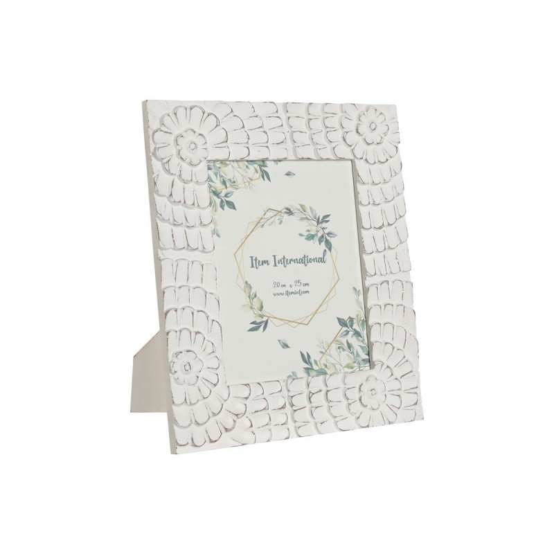 Cornice Portafoto Home ESPRIT Bianco Cristallo Legno MDF 37 x 1,5 x 37 cm