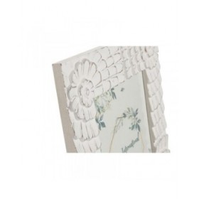 Cornice Portafoto Home ESPRIT Bianco Cristallo Legno MDF 37 x 1,5 x 37 cm