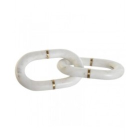 Statua Decorativa Home ESPRIT Bianco Dorato Catena 13 x 13 x 28 cm