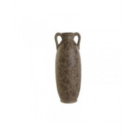 Vaso Home ESPRIT Marrone Verde Gres Foglia della pianta 13 x 13 x 35 cm