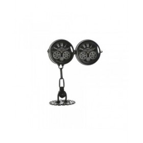 Orologio da Tavolo Home ESPRIT Bianco Nero Argentato Metallo Cristallo 18 x 17 x 40,5 cm