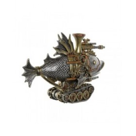 Statua Decorativa Home ESPRIT Grigio Multicolore Pesce 31,5 x 9 x 22 cm