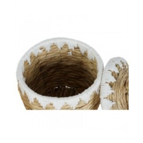 Set di Cestini Home ESPRIT Bianco Naturale Fibra naturale Boho 35 x 35 x 37 cm (2 Pezzi)