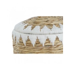 Set di Cestini Home ESPRIT Bianco Naturale Fibra naturale Boho 35 x 35 x 37 cm (2 Pezzi)