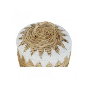Set di Cestini Home ESPRIT Bianco Naturale Fibra naturale Boho 35 x 35 x 37 cm (2 Pezzi)