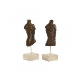 Statua Decorativa Home ESPRIT Bianco Marrone Chiaro Busto 9,5 x 8 x 31 cm (2 Unità)