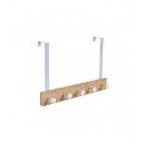 Appendiabiti per Porte Home ESPRIT Bianco Metallo Bambù 38,5 x 4,8 x 25,5 cm