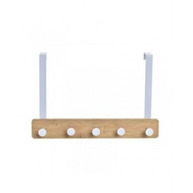 Appendiabiti per Porte Home ESPRIT Bianco Metallo Bambù 38,5 x 4,8 x 25,5 cm