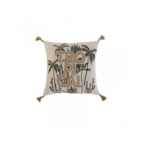 Cuscino Home ESPRIT Beige Naturale Tropicale Boho 45 x 5 x 45 cm