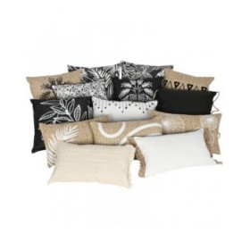 Cuscino Home ESPRIT Bianco Nero Palma 42 x 15 x 42 cm