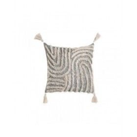 Cuscino Home ESPRIT Bianco Grigio Nappe Boho 45 x 15 x 45 cm